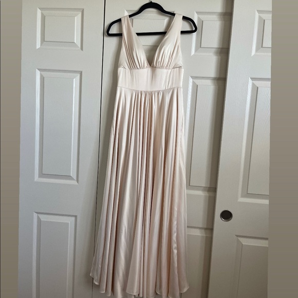 Beige prom evening dress - Picture 2 of 14